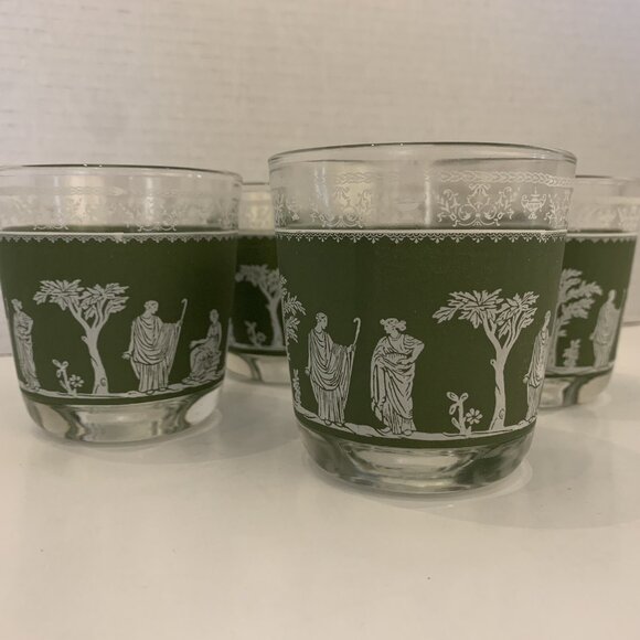 Jeannette Wedgewood Green Jasper GlassWare Greek Goddess 8 oz. Set of 4 *VIDEO* - Picture 2 of 6